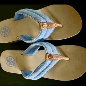 Tory Burch Light Blue and Tan Sandals-NEW, never worn!!!